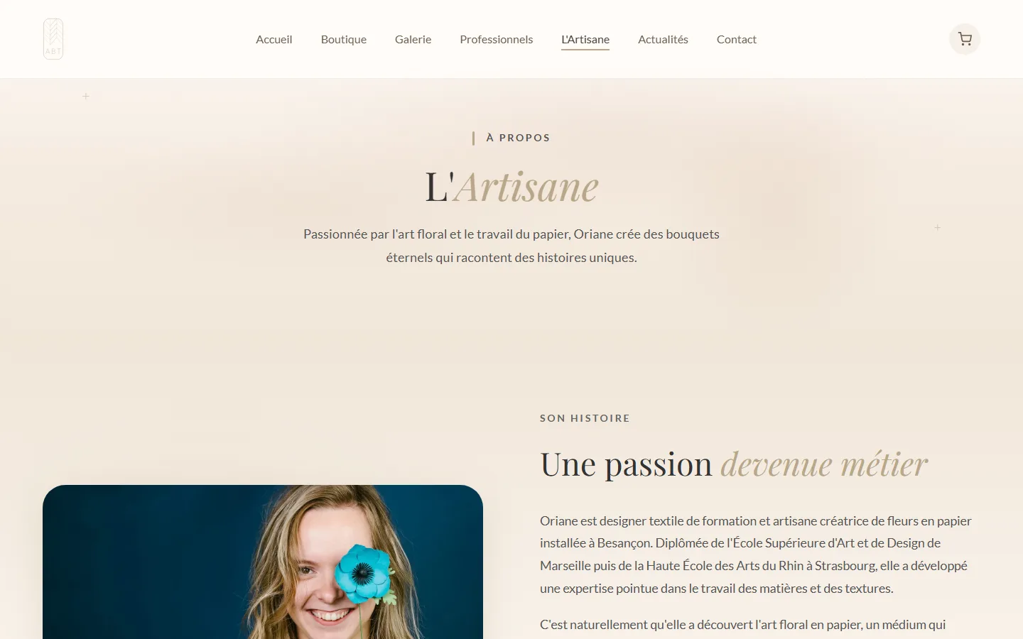 Oriane ABT - Boutique en ligne sur mesure - 2RO Graphic Design