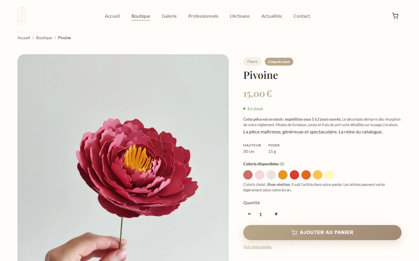 Oriane ABT - Boutique en ligne sur mesure - 2RO Graphic Design